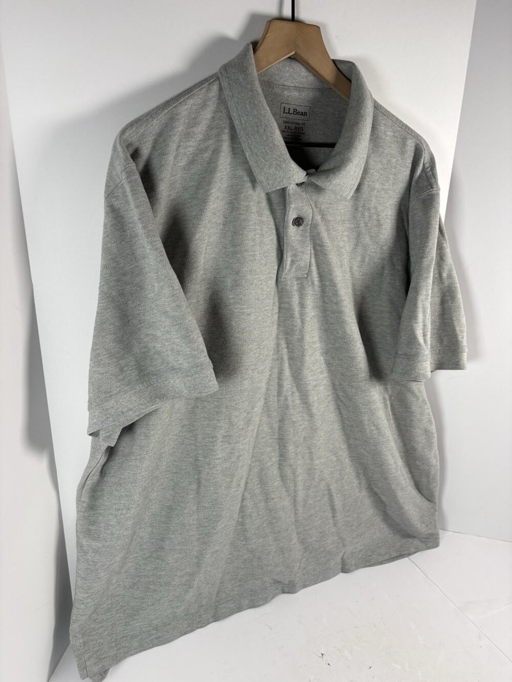LL Bean Polo Shirt Mens XXL Gray Traditional Fit 100% Cotton Short Sleeve 2XL